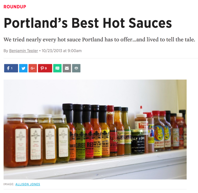 Named one of Portland's Best Hot Sauces by Portland Monthly