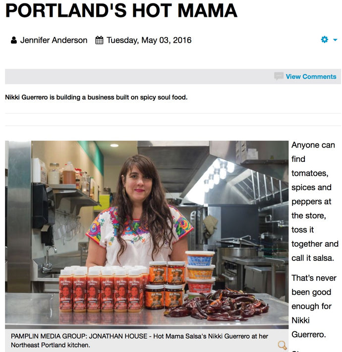 The Portland Tribune does a local spotlight on Hot Mama Salsa